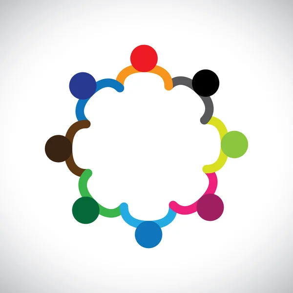 Çocuklar oynarken, takım çalışması ve çeşitlilik kavramı. grafik con