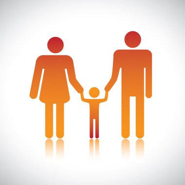 mutlu aile babası, annesi & birlikte evlat. renkli grafiği