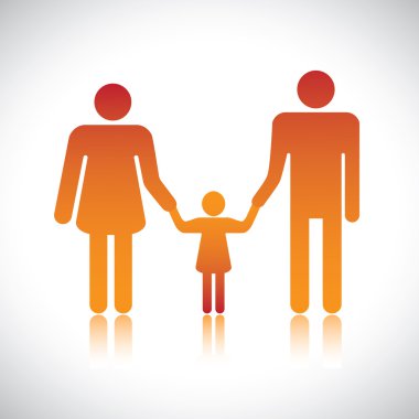 Baba, annem & kızı birlikte mutlu aile. renkli