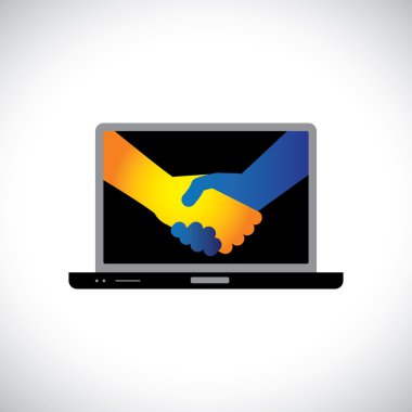 Концепція ілюстрація Інтернет (віртуальний світ) угод, partnersh
