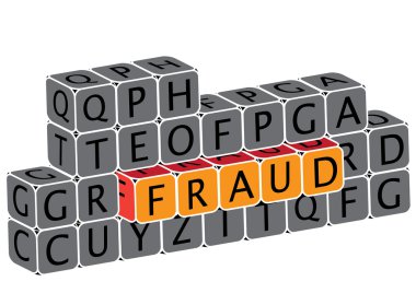 Illustration of word fraud using alphabet cubes. The graphic can