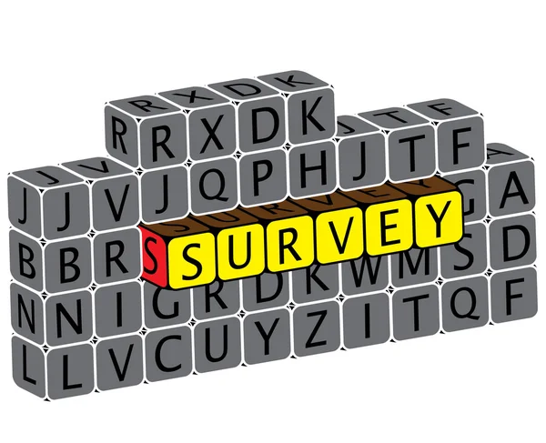 Illustration of word survey using alphabet cubes. The graphic ca — Stock Vector