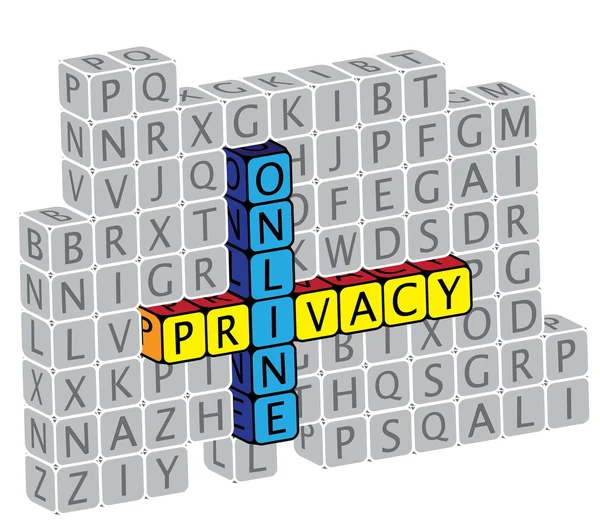 Illustration of word online privacy using alphabet(text) cubes. — Stock Vector