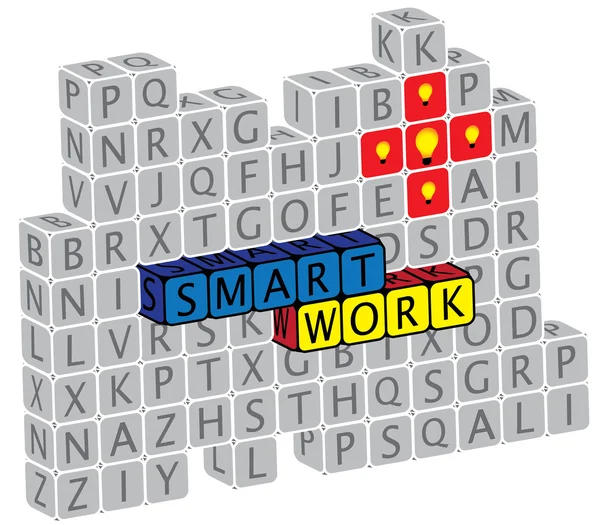 Ilustración de la palabra smartwork usando cubos de alfabeto (texto). La g — Vector de stock