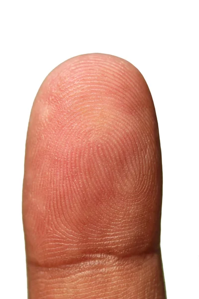 Tip of human hand showing unique finger print lines as repeating — Stock Photo, Image