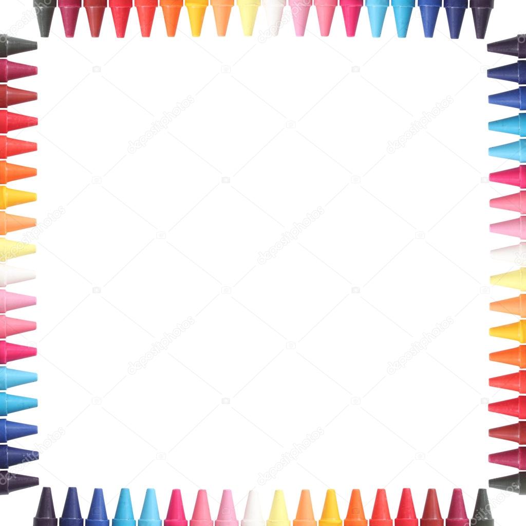 Multi color pastel(crayon) pencils border isolated on white with — Stock  Photo © smarnad #18671097, image size:1024x1024