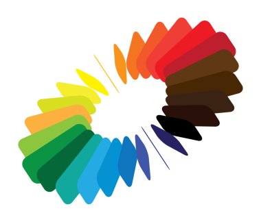 Blocks forming a color(colour) wheel/fan with smooth rounded bla clipart