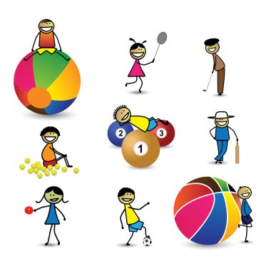 Kids(Children) veya farklı spor ve oyunlar oynuyor. G
