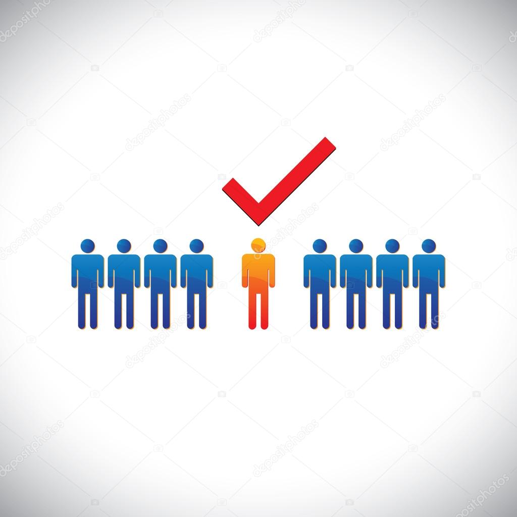 Illustration- selecting(hiring) right employee, worker, candidat