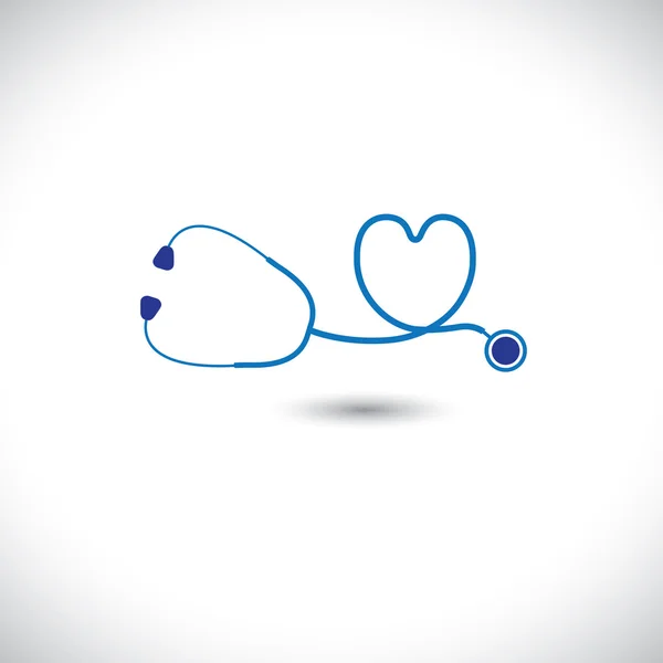 Orvosi diagnosztikai eszköz - Graphic sztetoszkóp és a szív szimbólu — Stock Vector