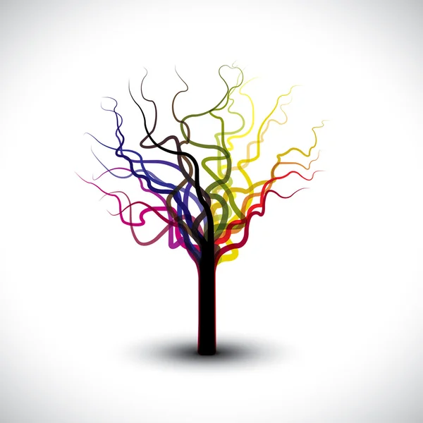Símbolo de árvore gráfico abstrato e colorido bonito com espaço de cópia — Vetor de Stock