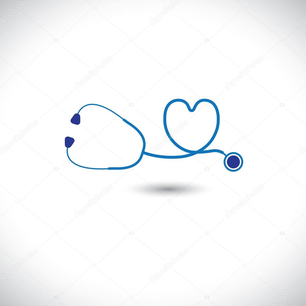 Graphic of medical diagnostic tool - stethoscope and heart symbo