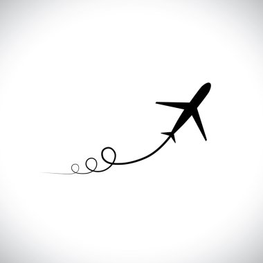 Illustration of airplane icon take off showing its path & speedi