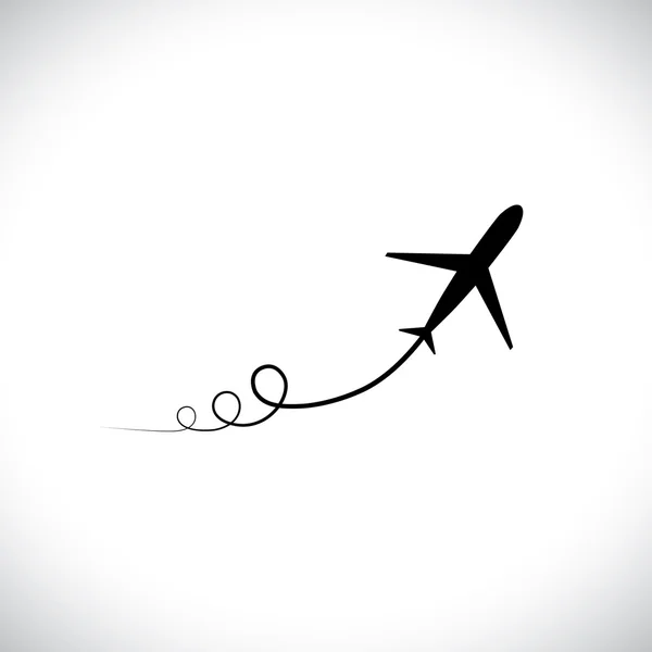 Ilustración del icono del avión despegar mostrando su trayectoria & speedi — Archivo Imágenes Vectoriales