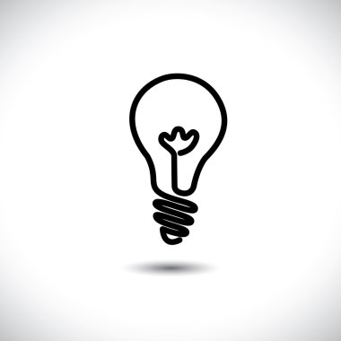 Incandescent simple black line light bulb icon symbol graphic. T clipart