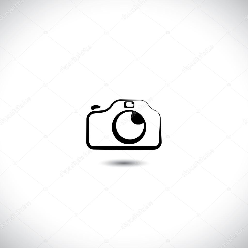 Illustration of digital modern camera with flash icon symbol. Th