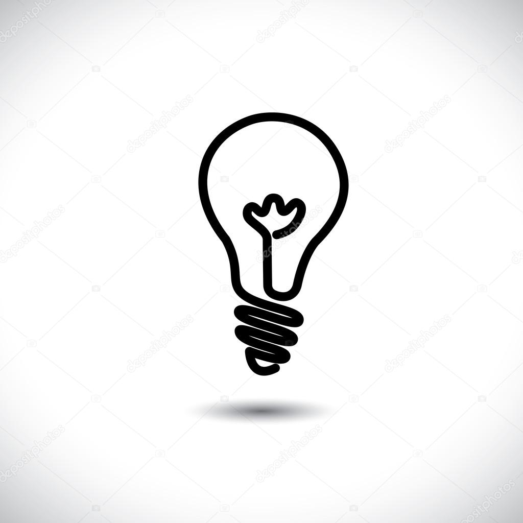 Incandescent simple black line light bulb icon symbol graphic. T