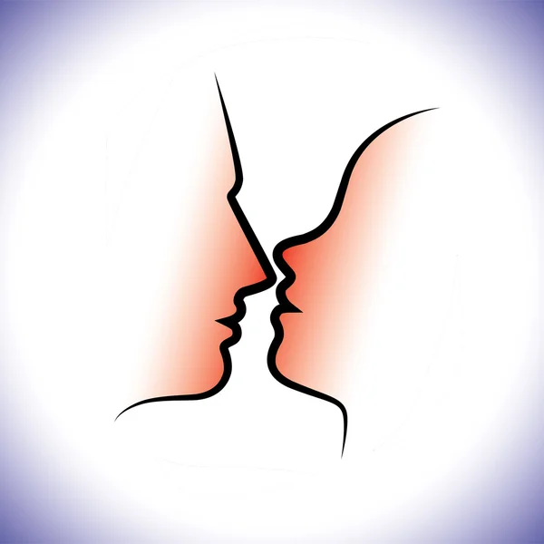 Man & woman couple, kissing each other with intimacy & sensualit — Stock Vector