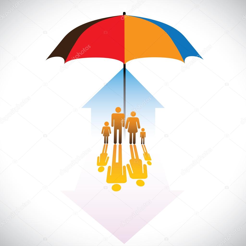 Graphic of Secure family icons & umbrella safeguard