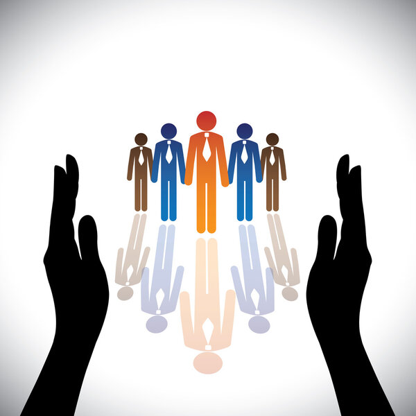 Концепт - безопасные (защитные) корпоративные сотрудники или руководители компании
