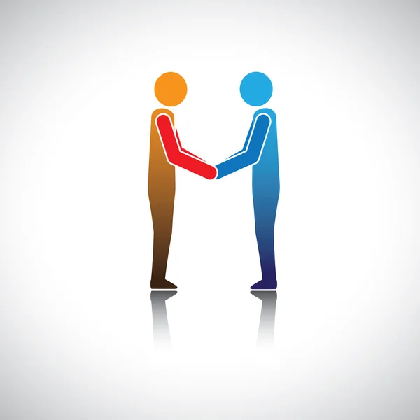 Corporate executives, businessmen or friends greeting hand shake — Stock Vector