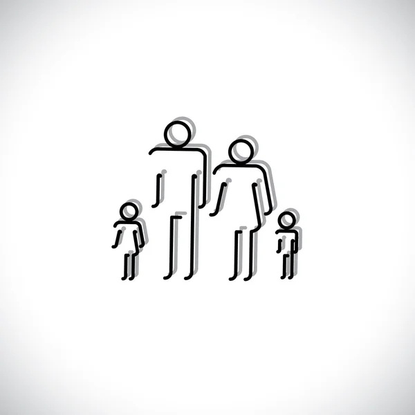 Family of four abstract icons using line drawing — Stock Vector