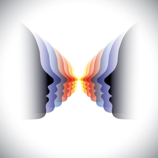 Vector illustration- colorful abstract faces of modern woman