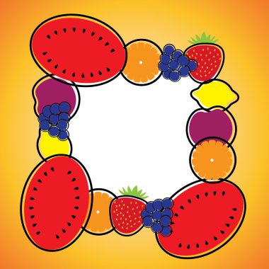 Dikişsiz arka plan deseni-kavun, portakal, üzüm, limon & Erik ve