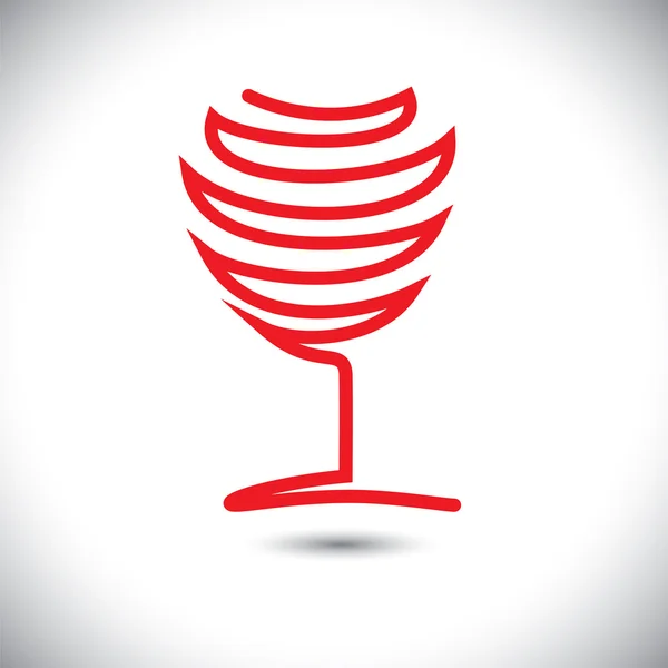 Abstract vector illustration of wine glass using red lines — Stock Vector