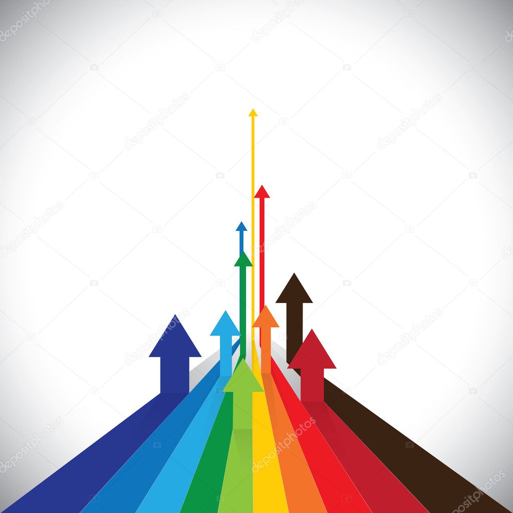 Vector illustration of arrows showing some winners & some losers