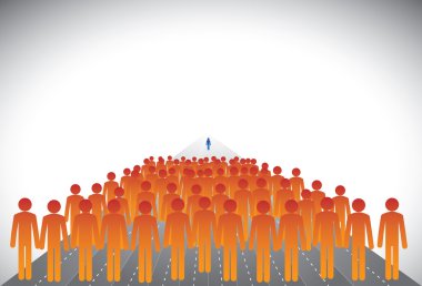 Takipçileri ve lideri veya çalışanları ve Yöneticisi-kavram vecto kalabalık