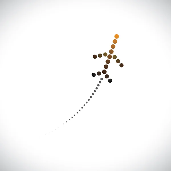 Gráfico vectorial del icono del avión hecho de puntos para despegar a alta velocidad — Vector de stock