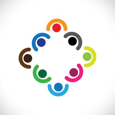 Çocuklar oynarken veya Yöneticiler, çalışanların ekibi toplantı vektör grafiği