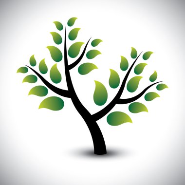 soyut güzel yaprak dökmeyen ağaç bahçe - vektör grafiği