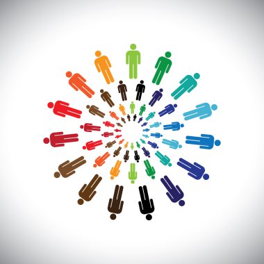 Colorful multi-ethnic teams or communities meet as circle clipart
