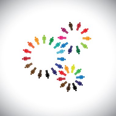 Kavram olarak topluluklar ve takım temsil eden cogwheels