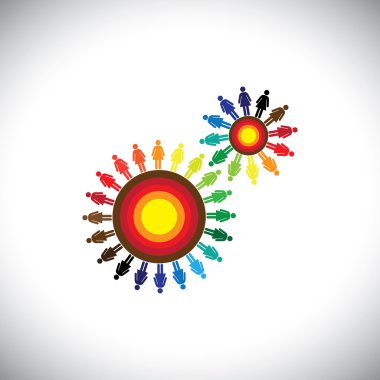 kadın grupları olarak toplulukları temsil eden cogwheels kavramı