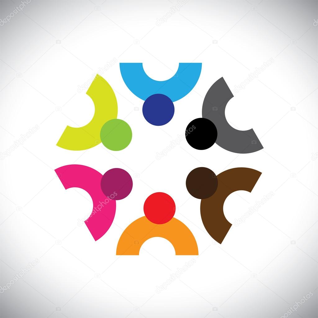 Colorful design of a team of or children icons