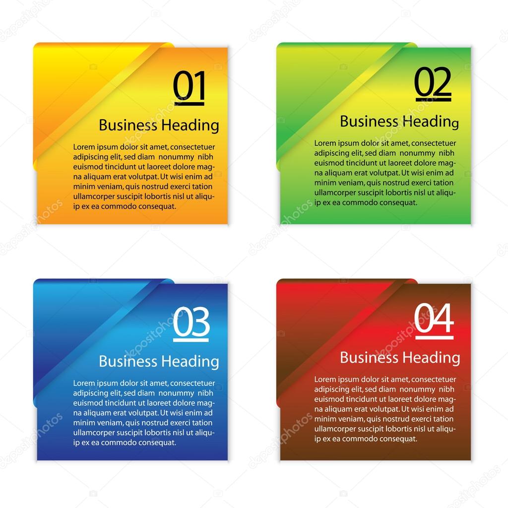 Vector graphic of colorful blank or empty paper info cards