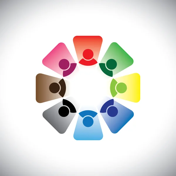 Coloré multi-ethnique des travailleurs d'entreprise équipe- graphique vectoriel — Image vectorielle