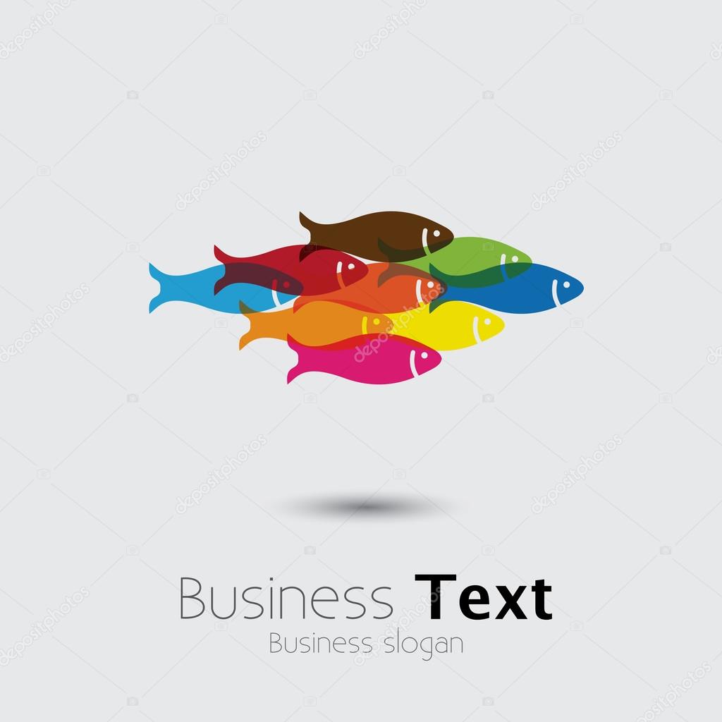 Colorful school of fishes together- vector graphic