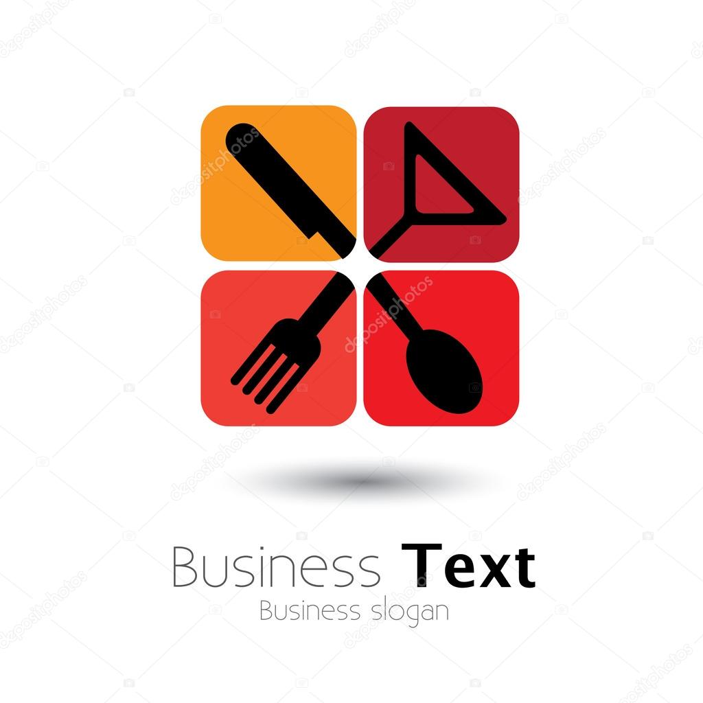 Colorful icons of spoon,knife,fork & glass- vector graphic