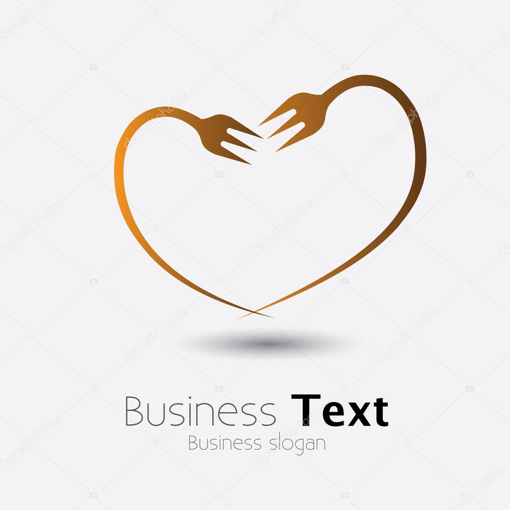 Fork icon forming shape of heart showing love of food- vector. This graphic illustration represents signs and symbols for hotels, restaurants, food blogs, websites, etc