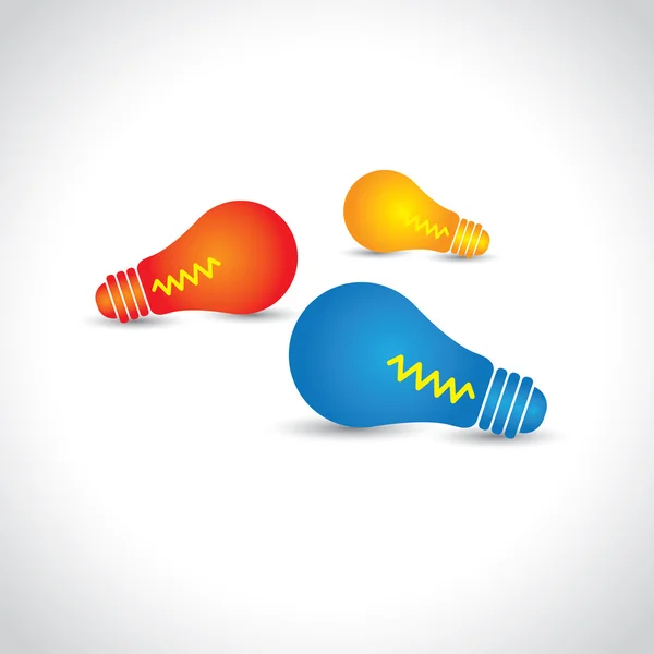 The colorful light bulbs glowing- vector graphic — Stock Vector