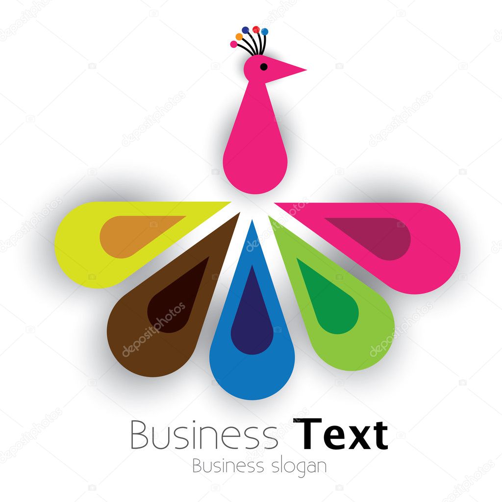 Bird of paradise or colorful feathers of peacock- vector graphic. The illustration shows a peacock showing its vivid and vibrant feathers