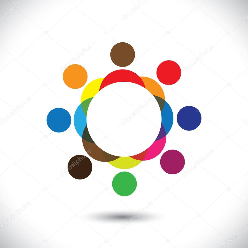 Abstract colorful symbols in circle- vector graphic