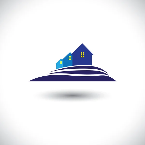 Maison (maison) & icône de résidence pour immobilier- graphique vectoriel — Image vectorielle