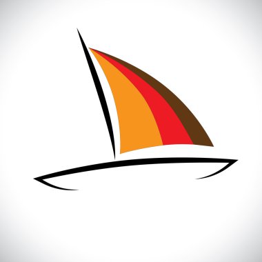 Colorful boat or canoe icon sailing in sea- vector graphic clipart