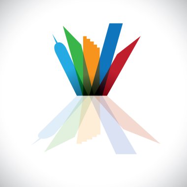 renkli ticari binalar, ofisler, cityscape vektör simgesi