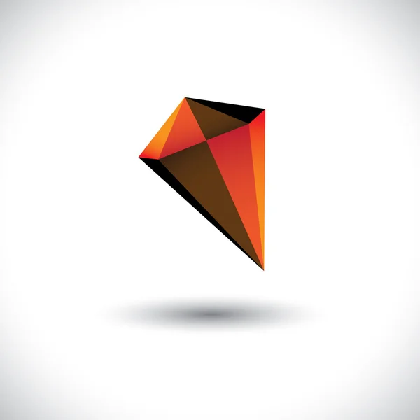 Naranja, color rojo brillante diamante piedra vector gráfico joya . — Archivo Imágenes Vectoriales